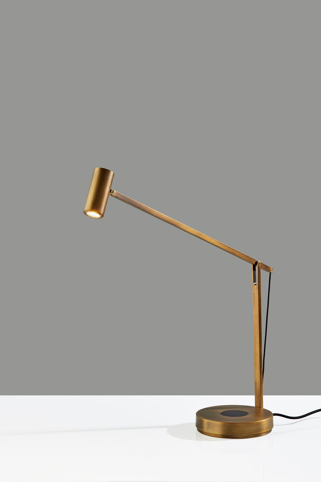 Turrell Task Lamp w. Wireless Charging Table Lamps Lacquered Burnished Brass Finish modern Style image 1