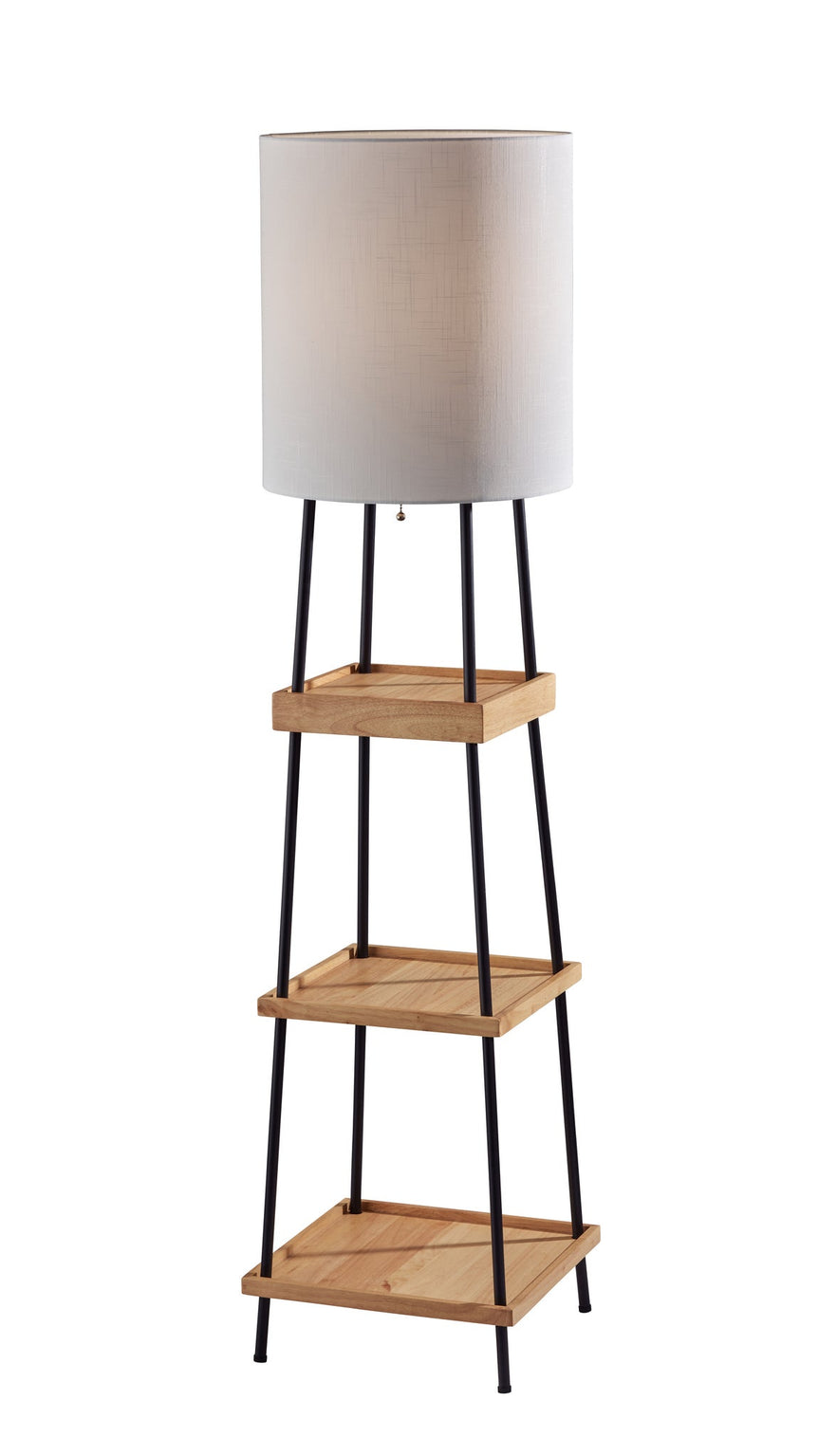 Henry AdessoCharge Shelf Floor Lamp- Natural Floor Lamps Black Finish w/ Natural wood Modern Chic Style image 1