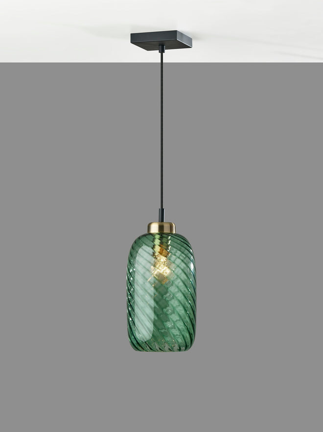 Derrick Pendant Ceiling Lamps Black w. Antique Brass Accents Modern Style image 2