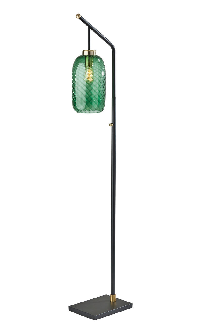 Derrick Floor Lamp Floor Lamps Black w. Antique Brass Accents Modern Style image 1