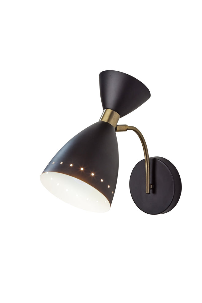 Oscar Wall Light Wall Lamps Black w. Antique Brass Accents Mid-Century Modern Style image 1