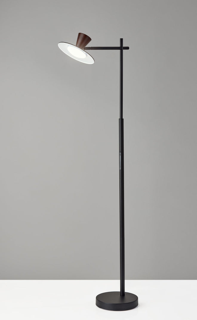 Elmore LED Floor Lamp w. Smart Switch Floor Lamps Black w. Walnut Wood Contemporary Style image 2