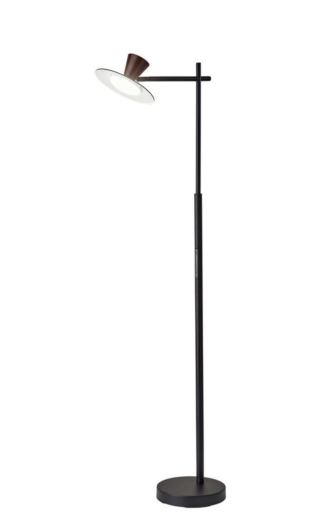 Elmore LED Floor Lamp w. Smart Switch Floor Lamps Black w. Walnut Wood Contemporary Style image 1