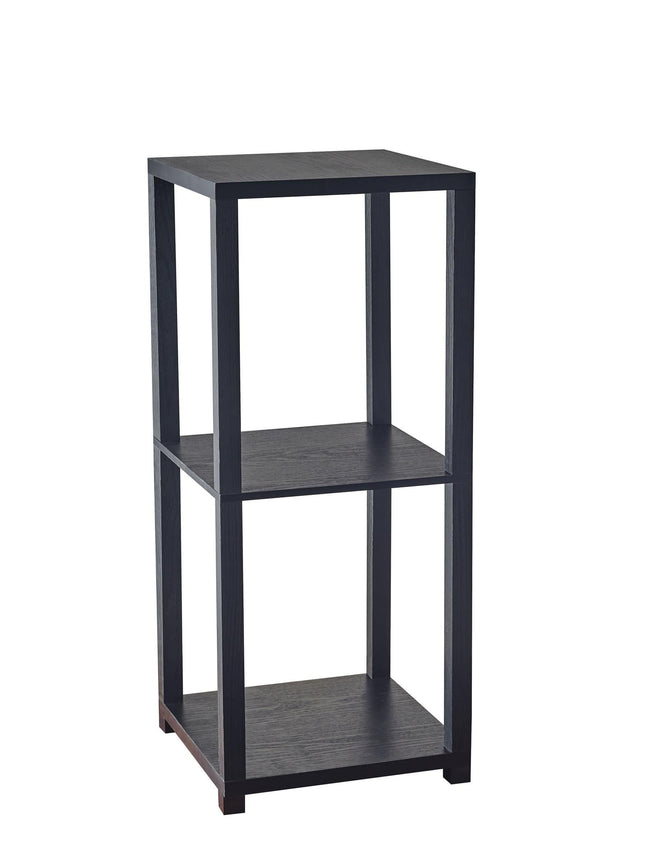 Lawrence Short Pedestal Tables Black wood PVC veneer Contemporary Style image 1