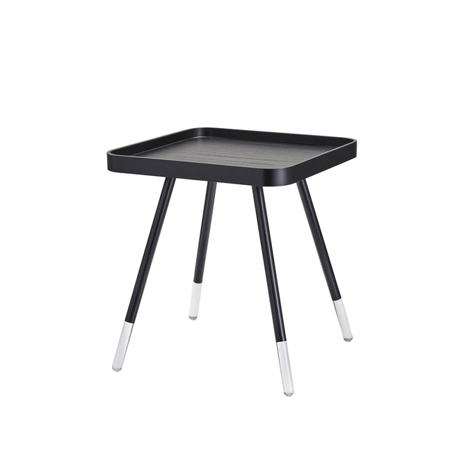 Blaine End Table Tables Black  MDF Table top Top, Black Wood Veneer Table Top and Clear Acrylic Leg Accents Dark Contemporary Style image 1