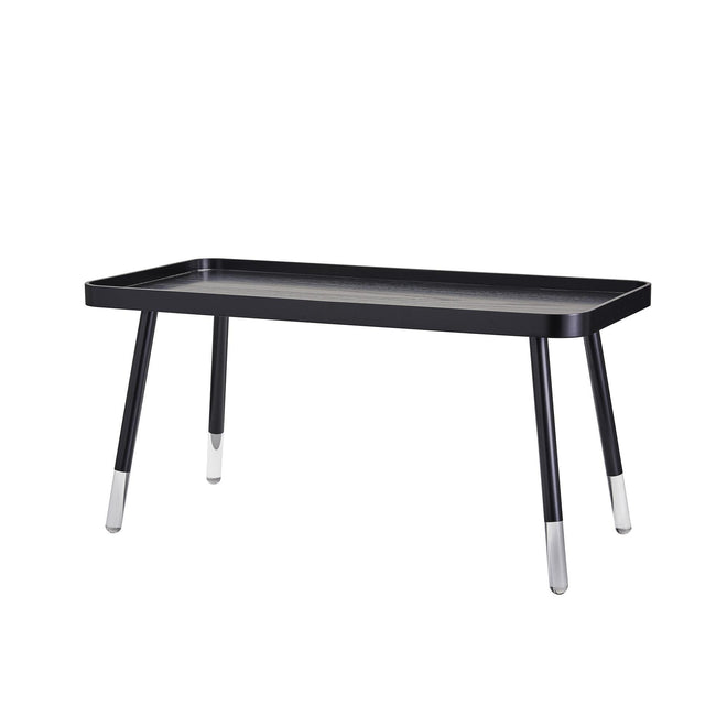 Blaine Coffee Table Tables Black  MDF Table top Top, Black Wood Veneer Table Top and Clear Acrylic Leg Accents Dark Contemporary Style image 1