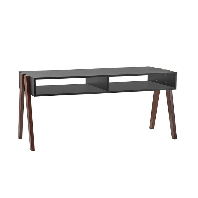 Laurel Coffee Table Tables Black Painted MDF Table top, Walnut Oak Wood Legs Mid-Century Modern Style image 1