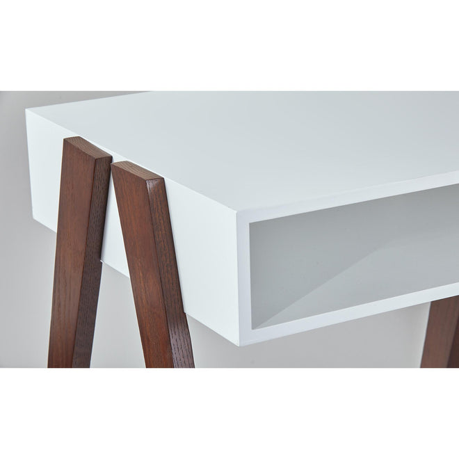 Laurel Coffee Table Tables White Painted MDF Table top, Walnut Oak Wood Legs Mid-Century Modern Style image 2