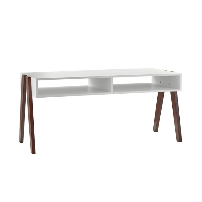 Laurel Coffee Table Tables White Painted MDF Table top, Walnut Oak Wood Legs Mid-Century Modern Style image 1