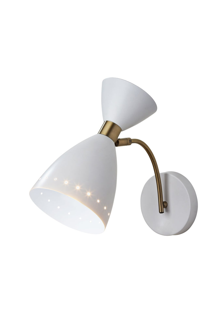 Oscar Wall Light Wall Lamps White w. Antique Brass Accents Mid-Century Modern Style image 1